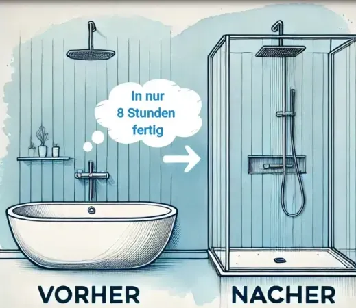 Vorher- und Nachher-Badezimmerbild von PolyBad